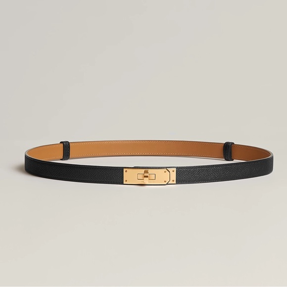 Hermes Accessories - HERMES BNIB Kelly belt adjustable authentic black with gold buckle